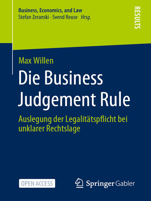 Title details for Die Business Judgement Rule by Max Willen - Wait list